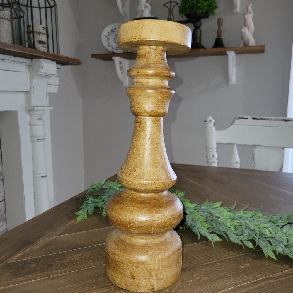 Solid Wood Candle Holder 14 inches tall (*)